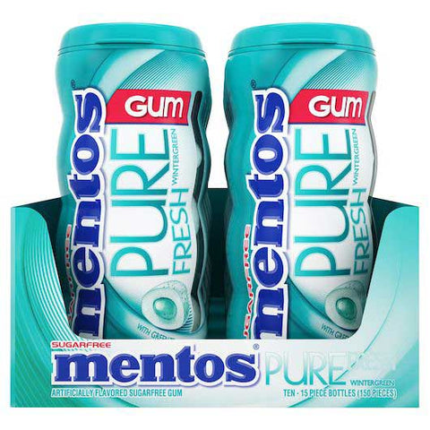 Mentos Pure Fresh Wintergreen Sugar Free Gum - 15 count per pack -- 120 packs per case