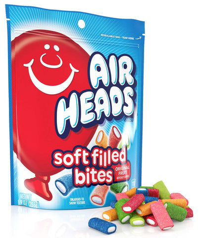 Airheads Soft Filled Bites, 9 Ounce Doy Bag -- 12 per case.
