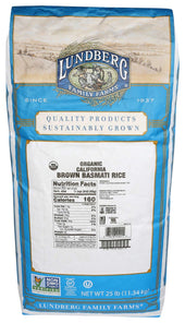 Lundberg Farms Organic California Brown Basmati Rice , 25 pound