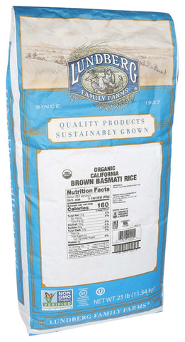Lundberg Farms Organic California Brown Basmati Rice , 25 pound