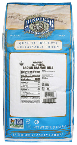 Lundberg Farms Organic California Brown Basmati Rice , 25 pound