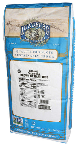 Lundberg Farms Organic California Brown Basmati Rice , 25 pound