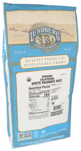 Lundberg Farms Organic White California Basmati Rice , 25 pound