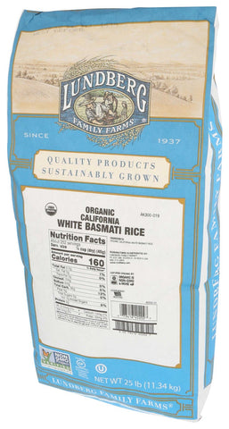 Lundberg Farms Organic White California Basmati Rice , 25 pound