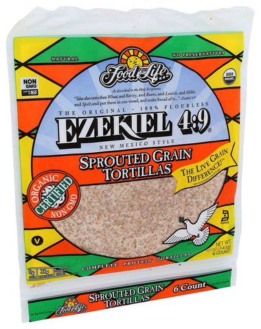 Food For Life Baking Organic Ezekiel 4:9 - Large Sprouted Whole Grain Flourless Tortilla, 12 Ounce -- 12 per case.