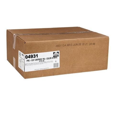 Mission Foods Pre Cut Tri Color Thin Strips, 10 Pound -- 3 per case.