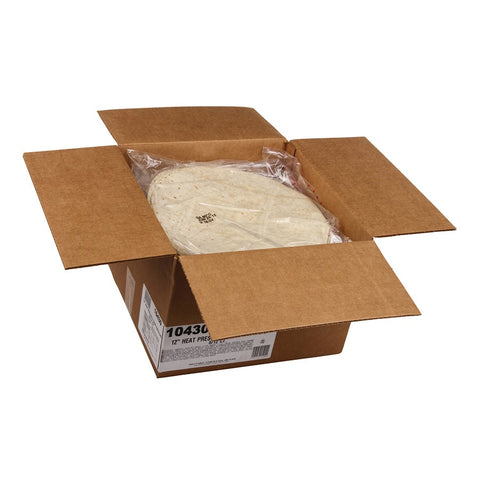 Mission Foods Heat Pressed Flour Tortilla, 12 inch - 12 per pack -- 8 packs per case.