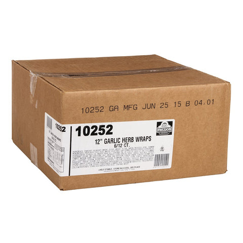 Mission Foods Garlic Herb Wrap, 12 inch - 12 per pack -- 6 packs per case.