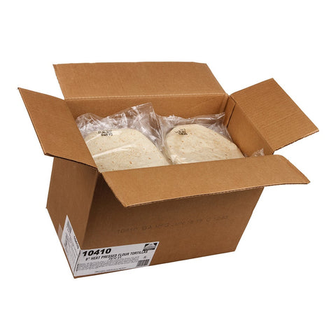 Mission Foods Heat Pressed Flour Tortilla, 8 inch - 12 per pack -- 24 packs per case.