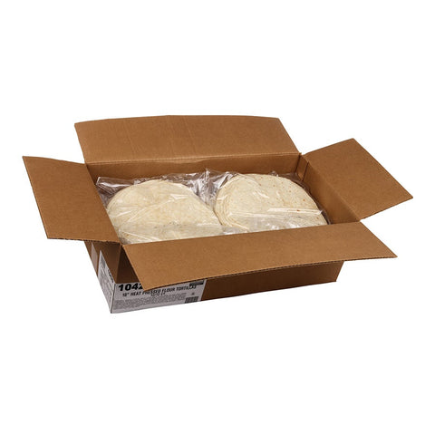 Mission Foods Heat Pressed Flour Tortilla, 10 inch - 12 per pack -- 12 packs per case.