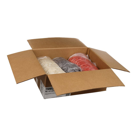 Mission Foods Pre-Cut Unfried Tri-Color Tortilla Chips - 4 Cut, 10 Pound -- 3 per case.
