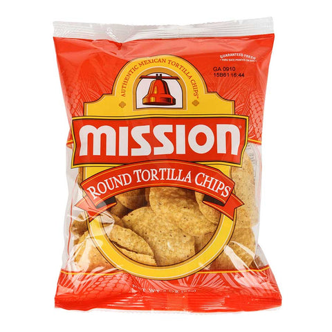 Mission Yellow Round Tortilla Chips - 3 oz. bag, 48 per case