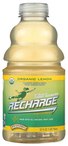 R.W. Knudsen Recharge Organic Lemon Juice, 32 Fluid Ounce -- 6 per case