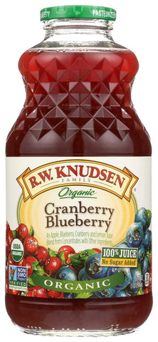 R.W. Knudsen Organic Cranberry Blueberry Juice, 32 Fluid Ounce -- 6 per case