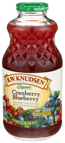 R.W. Knudsen Organic Cranberry Blueberry Juice, 32 Fluid Ounce -- 6 per case