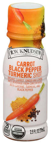 RW Knudsen Organic Carrot Black Pepper Turmeric Juice Shot, 2.5 Ounce -- 12 per case