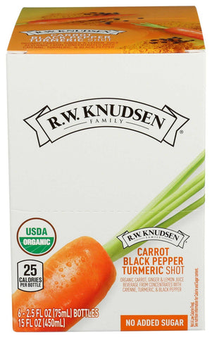 RW Knudsen Organic Carrot Black Pepper Turmeric Juice Shot, 2.5 Ounce -- 12 per case