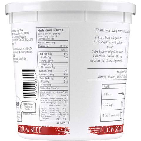 Nestle Minors Low Sodium No Added MSG Beef Base, 5 Pound -- 4 per case.