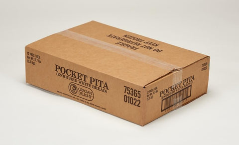 Grecian Delight White Bread Pita Pocket, 6 inch - 6 pieces per pack -- 12 packs per case.
