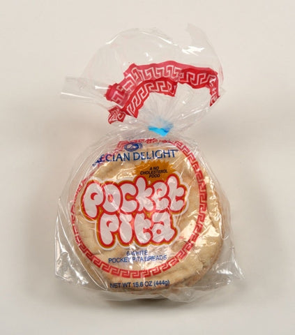 Grecian Delight White Bread Pita Pocket, 6 inch - 6 pieces per pack -- 12 packs per case.
