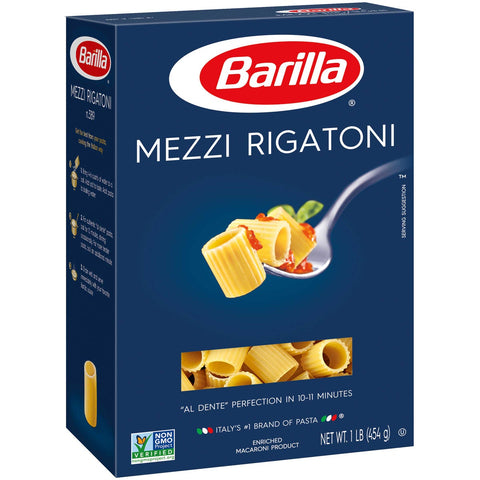 Barilla Mezzi Rigatoni Pasta, 16 Ounce -- 12 per case.