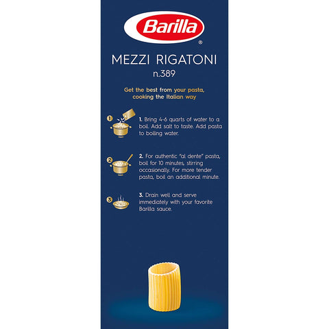 Barilla Mezzi Rigatoni Pasta, 16 Ounce -- 12 per case.