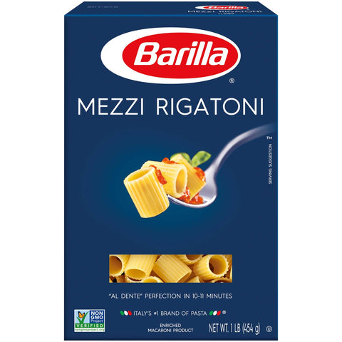 Barilla Mezzi Rigatoni Pasta, 16 Ounce -- 12 per case.