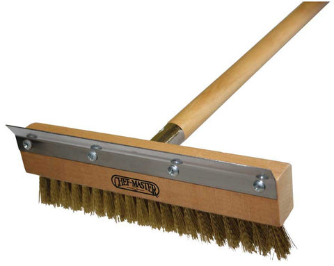 Chef Master Pizza Oven Brush with Brass Bristles, 40 inch.