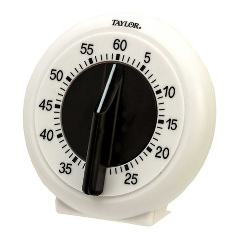 Taylor White Long Ring Large Number Kitchen Mechanical Timer, 3.5 x 1.5 x 3.5 inch.
