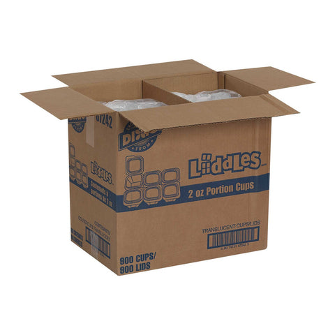Liddles Portion Cups with Attached Lids Translucent Cups Translucent Lids, 2 Ounce -- 900 per case.