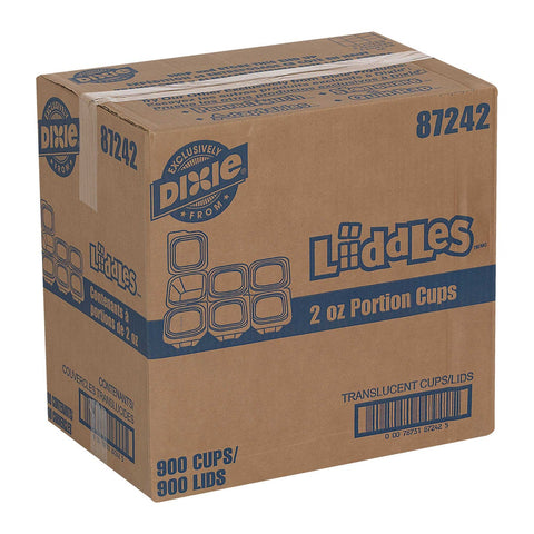 Liddles Portion Cups with Attached Lids Translucent Cups Translucent Lids, 2 Ounce -- 900 per case.