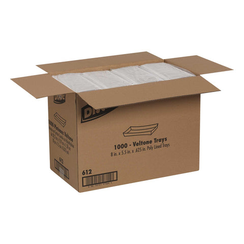 Dixie White Veltone Tray, 8 x 5.5 x 0.625 inch -- 1000 per case.