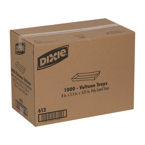Dixie White Veltone Tray, 8 x 5.5 x 0.625 inch -- 1000 per case.