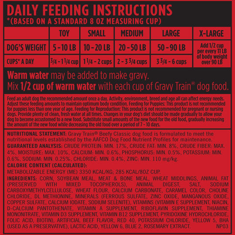 Gravy Train Beefy Classic Dry Dog Food, 3.5 Pound -- 4 per case.