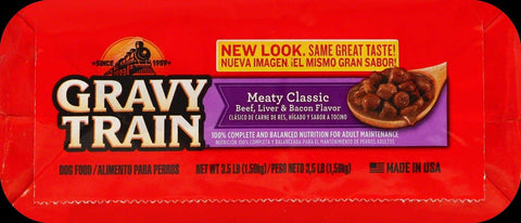 Gravy Train Meaty Classic Beef Liver and Bacon Dog Food, 3.5 Pound -- 4 per case.