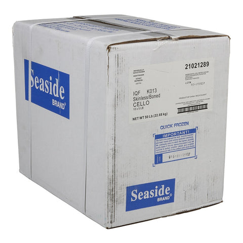 Seaside Skinless and Boneless Cello Cod Fillet, 12 to 16 Ounce of 6 Pieces Per Bag, 5 Pound -- 10 per case.