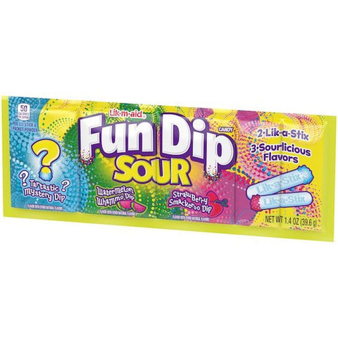 Lik-M-Aid Fun Dip Sour Candy, 1.4 Ounce - 24 per pack -- 12 packs per case