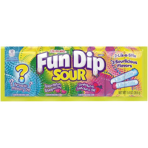 Lik-M-Aid Fun Dip Sour Candy, 1.4 Ounce - 24 per pack -- 12 packs per case