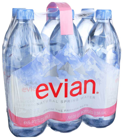 Evian Natural Spring Water, 1 Liter -- 12 per case.