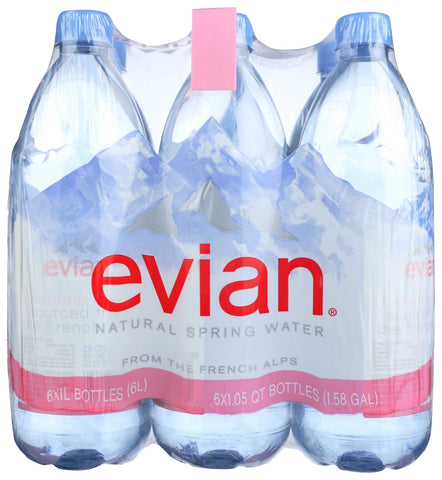 Evian Natural Spring Water, 1 Liter -- 12 per case.