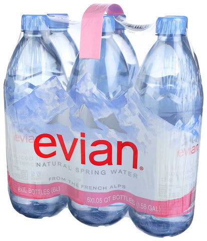 Evian Natural Spring Water, 1 Liter -- 12 per case.