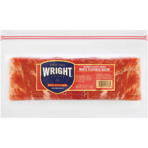 Wright Brand Natural Hickory Smoked Bacon, 1.5 Pound -- 12 per case.