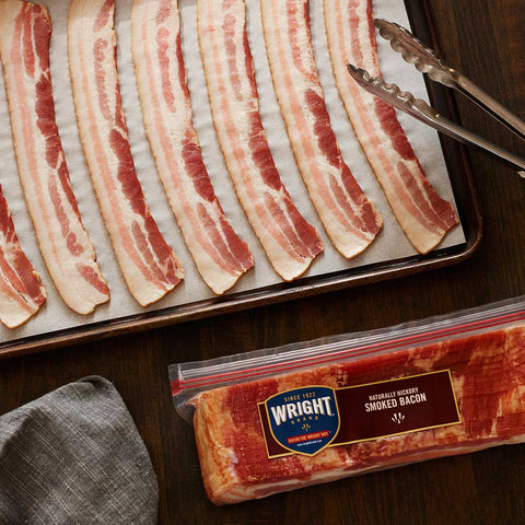 Wright Thick Sliced Hickory Smoked Bacon, 1.5 Pound -- 12 per case.