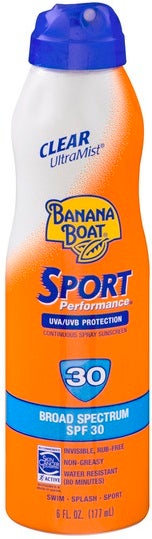Banana Boat SPF 30 Sport Performance Sunscreen Spray - Expandable Display -- 24 per case.