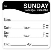 Daymark Sunday Day Of The Week Label, 2 x 2 inch -- 250 per case