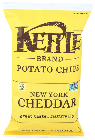 Kettle Foods New York Cheddar Potato Chips, 5 Ounce -- 15 per case.