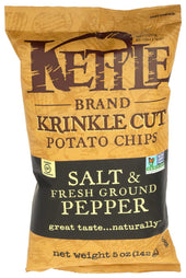 Kettle Foods Salt and Fresh Ground Pepper Krinkle Cut Potato Chips, 5 Ounce -- 15 per case.