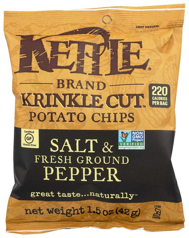 Kettle Brand Krinkle Cut Salt and Fresh Ground Pepper Potato Chips, 1.5 Ounce -- 24 per case.