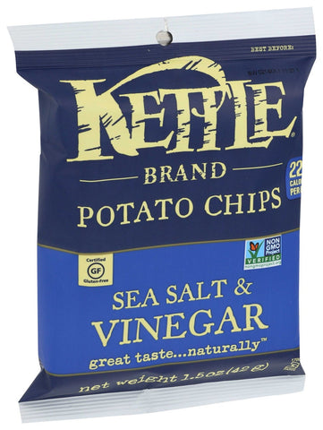Kettle Foods Sea Salt and Vinegar Potato Chips, 1.5 Ounce -- 24 per case.