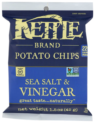 Kettle Foods Sea Salt and Vinegar Potato Chips, 1.5 Ounce -- 24 per case.